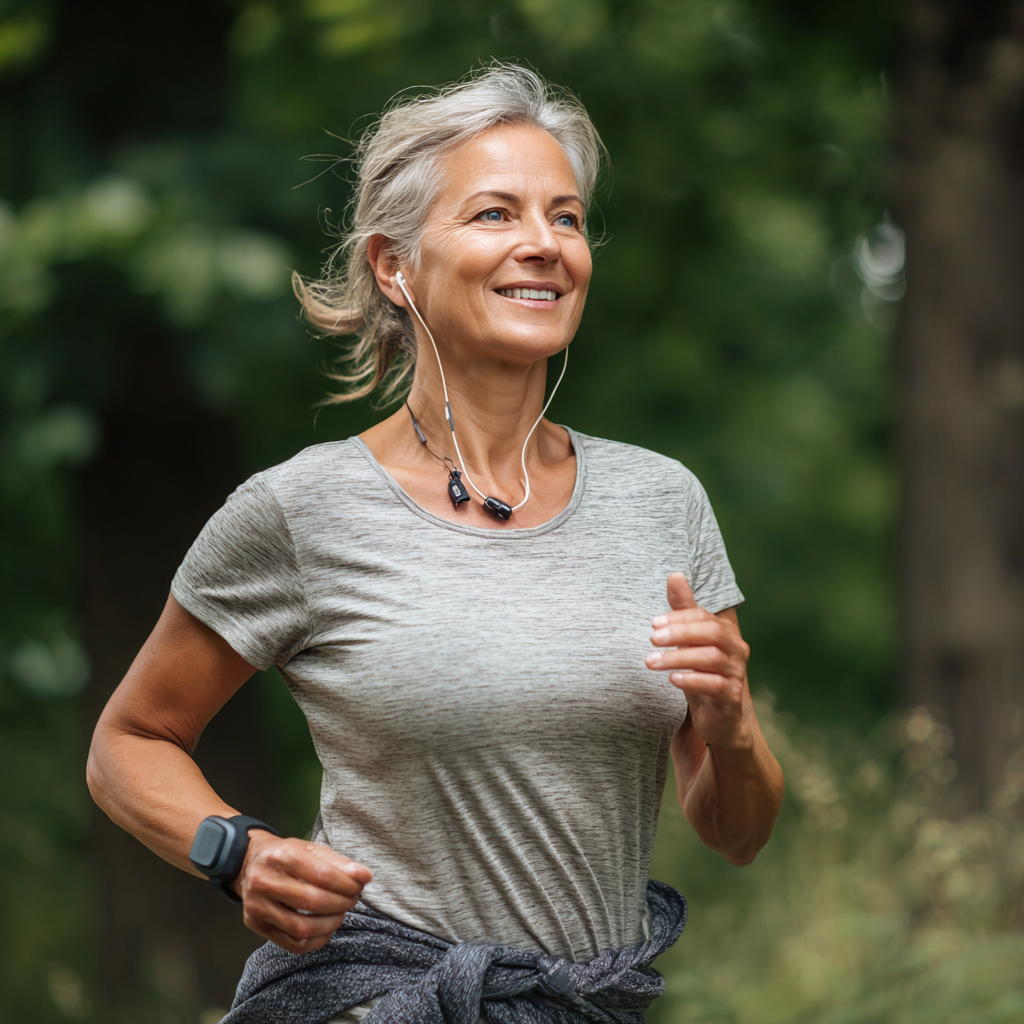 Középkorú magyar felnőttek csoportja derékbarát gyakorlatokat végez szabadban, természetes környezetben